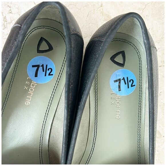 Liz Claiborne Flex Weekend Shoes 7.5 Black Pebbled Leather Loafer Excellent Cond - Picture 9 of 10